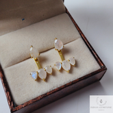 Rainbow Moonstone Ear Jacket, 925 Silver Gold Plated Earring, Gemstone Ear Jacket, Dainty Ear Jacket, Minimalist Earring, Friendship Earring
